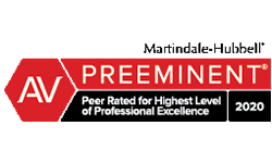 Martindale-Hubbell AV Preeminent | Peer Rated for Highest Level of Professional Excellence | 2020